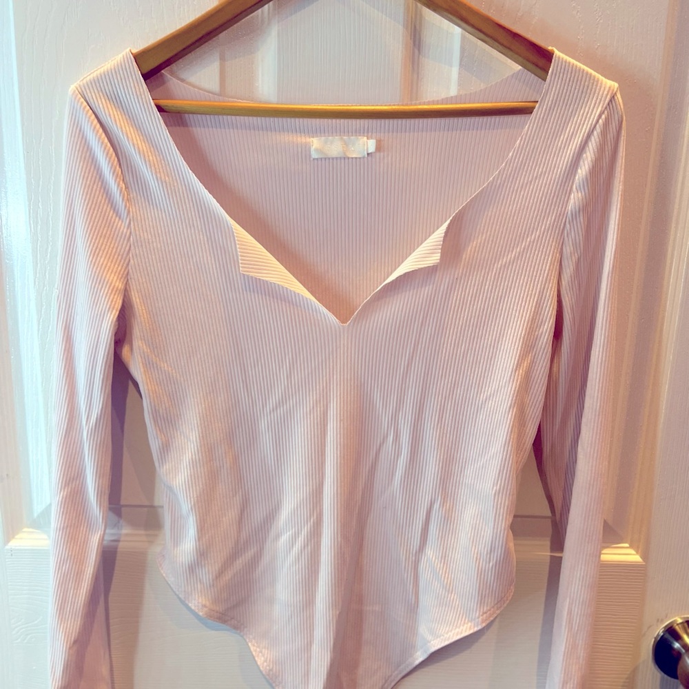 Meshki brand thin ribbed bodysuit